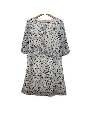 Sam Edelman dress woven chiffon peplum black white contemporary wide sleeves